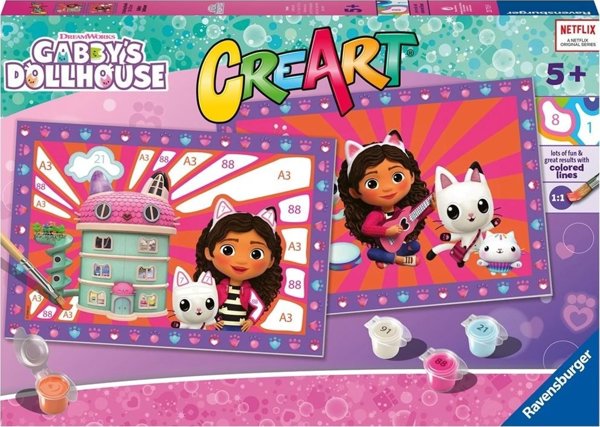 Ravensburger CreArt Junior - Το Σπίτι Της Γάτας Gabby 23715 - Ζωγραφική Με Αριθμούς Για Παιδιά