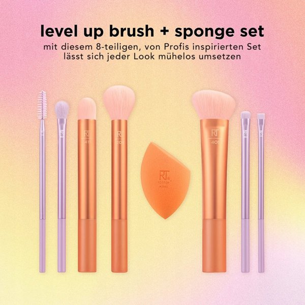 REAL TECHNIQUES SET Level Up Brush and Sponge σετ 7 πινέλα και σφουγγάρι μακιγιάζ