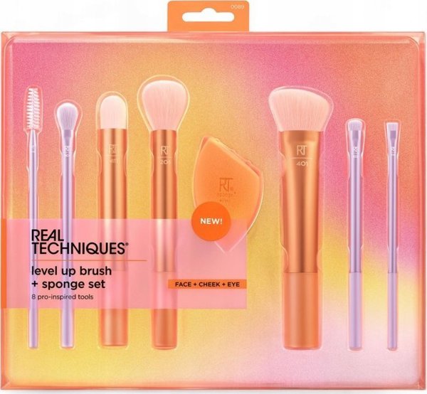 REAL TECHNIQUES SET Level Up Brush and Sponge σετ 7 πινέλα και σφουγγάρι μακιγιάζ