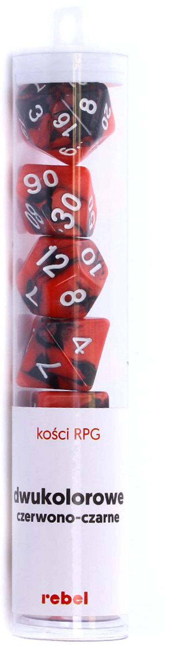 Rebel RPG Σετ Ζαριών 7 Τεμαχίων - Δίχρωμο Κόκκινο-Μαύρο για Επιτραπέζια Παιχνίδια Ρόλων