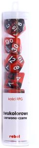 Rebel RPG Σετ Ζαριών 7 Τεμαχίων - Δίχρωμο Κόκκινο-Μαύρο για Επιτραπέζια Παιχνίδια Ρόλων