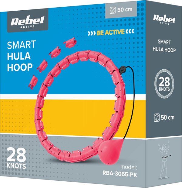 Rebel Smart Hula Hop αδυνατιστικός κρίκος με εξογκώματα και βάρος 50cm, ροζ, REBEL ACTIVE