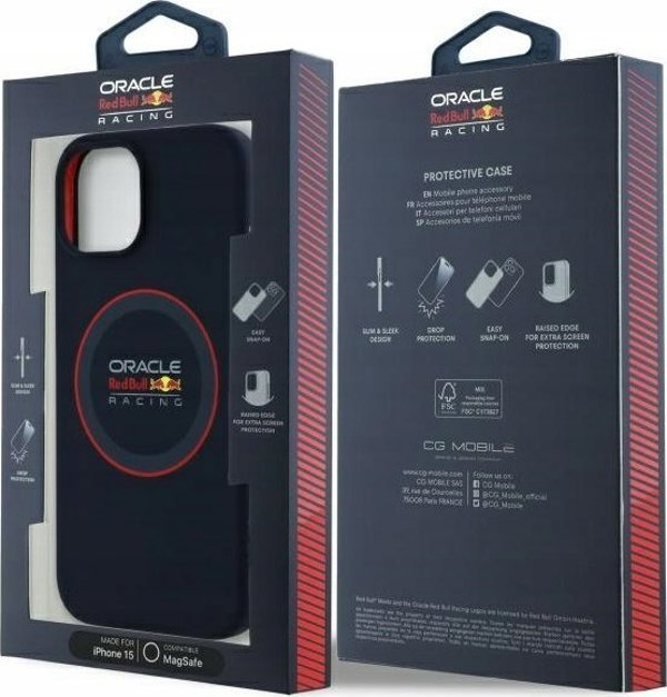 Red Bull RBHMP15S24SIILVR iPhone 15 6.1" Σκληρή Θήκη Ναυτικό Σιλικόνη Κόκκινο Δαχτυλίδι MagSafe