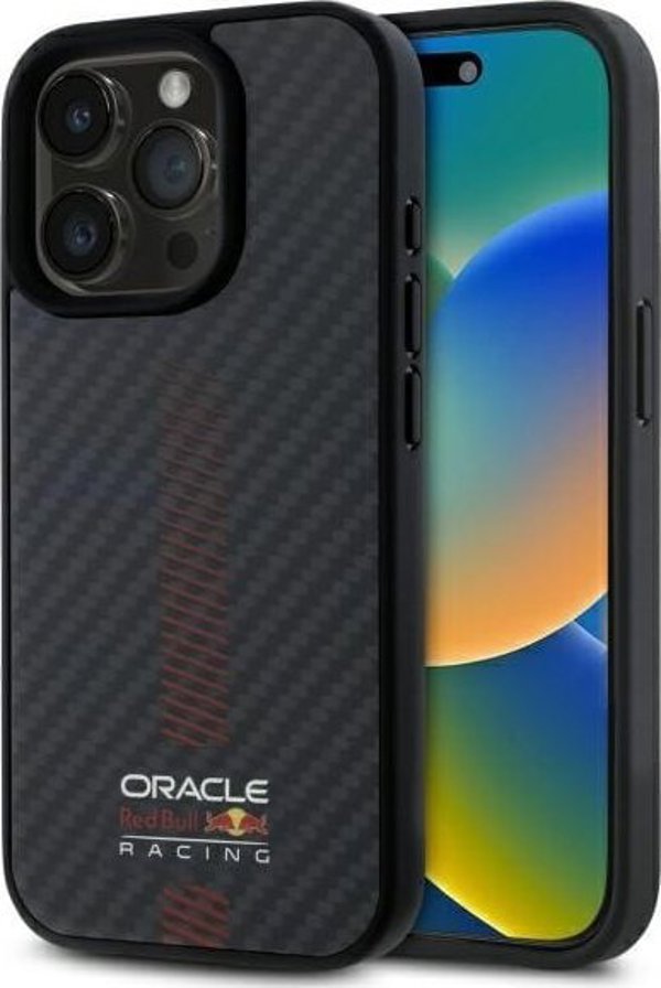 Red Bull RBHMP15L24CFGSMK iPhone 15 Pro 6.1" θήκη σκληρή μαύρο/μαύρο Carbon Fiber Power Bar MagSafe