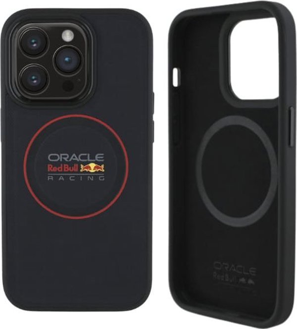Red Bull iPhone 14 Pro Θήκη Δερμάτινη MagSafe Navy (Leather Red Ring)