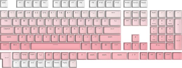 Redragon Ombre A139 Keycaps, Σετ 131 Πλήκτρων για Μηχανικό Πληκτρολόγιο, Ροζ Χρώμα