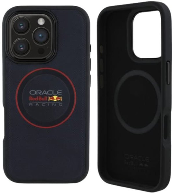 Red Bull RBHMP16L24PUILVR iPhone 16 Pro  6.3" hardcase granatowy/navy Leather Red Ring MagSafe