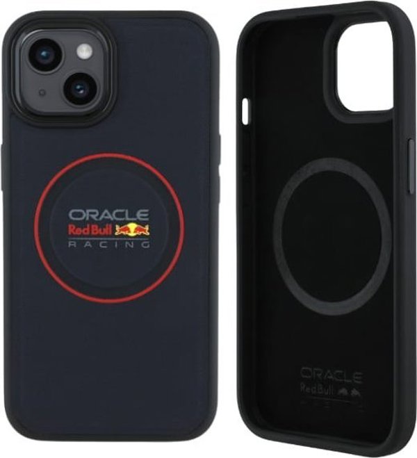 Red Bull RBHMP15S24PUILVR iPhone 15 6.1" σκληρή θήκη μπλε ναυτικό/ναυτικό Δερμάτινο Κόκκινο Δαχτυλίδι MagSafe