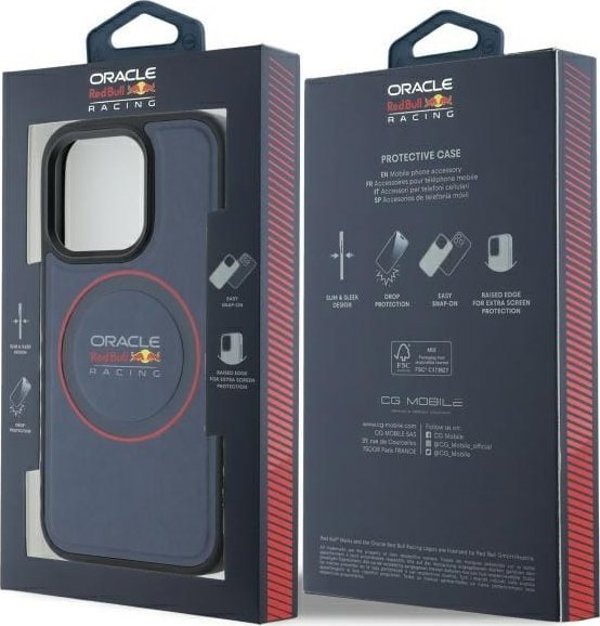 Red Bull Θήκη για iPhone 15 Pro Max 6.7" MagSafe Δερμάτινη Σκληρή - Μπλε Ναυτικό/Κόκκινο