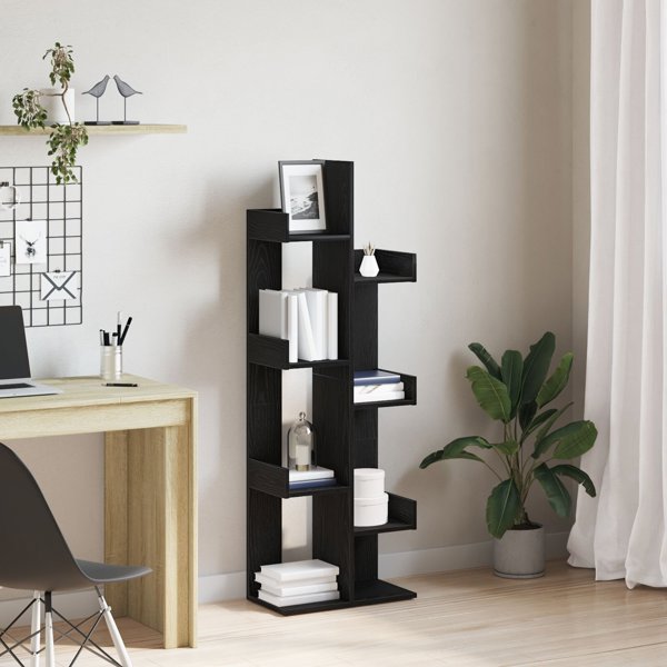 Ράφι vidaXL Μαύρη Δρυς, Ξύλινη Βιβλιοθήκη 48x25.5x140 εκ.