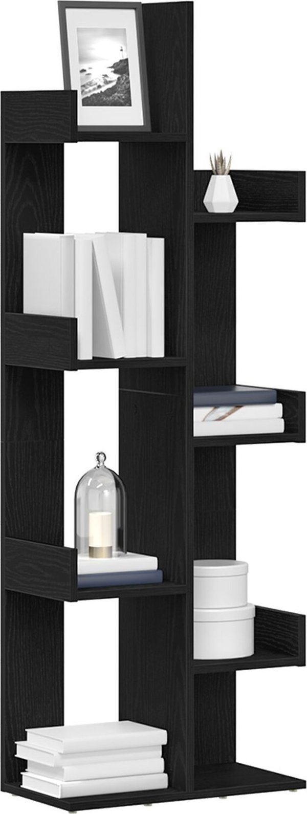 Ράφι vidaXL Μαύρη Δρυς, Ξύλινη Βιβλιοθήκη 48x25.5x140 εκ.