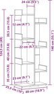 Ράφι vidaXL Μαύρη Δρυς, Ξύλινη Βιβλιοθήκη 48x25.5x140 εκ.