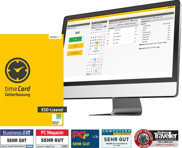 REINERSCT timeCard 10 Zeiterfassung Jahreslizenz fuer 500 Mitarbeiter