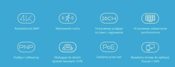 Καταγραφέας 16 καναλιών Foscam FNA216HE 8MP 16CH POE NVR