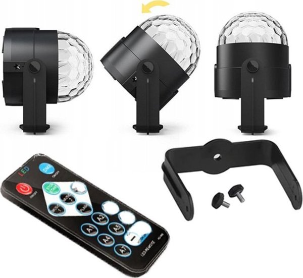 Retoo KULA DISCO DYSKOTEKOWA PROJEKTOR LED RGB + PILOT