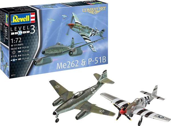 Revell Μοντέλο Do Sklejania Me262 & P-51B, Σετ Συναρμολογούμενων Αεροπλάνων 1:72, Ηλικίες 10+