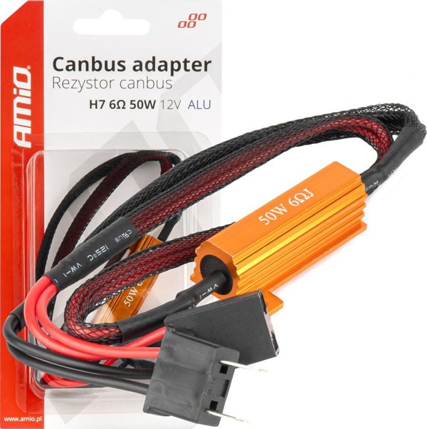 Rezistor opornik canbus do zarowek led 6 50w h7 amio-04089