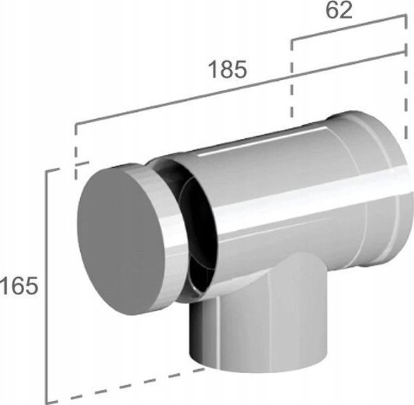 Ricom Γωνιακός Σύνδεσμος Καμινάδας PP-AL 87° DN60/100 με Επιθεώρηση για Λέβηβητες Συμπύκνωσης