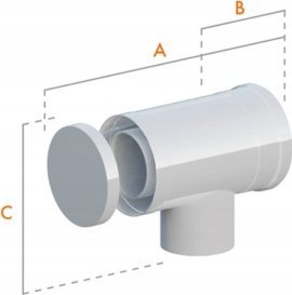 Ricom Γωνιακός Σύνδεσμος Καμινάδας PP-AL 87° DN60/100 με Επιθεώρηση για Λέβηβητες Συμπύκνωσης