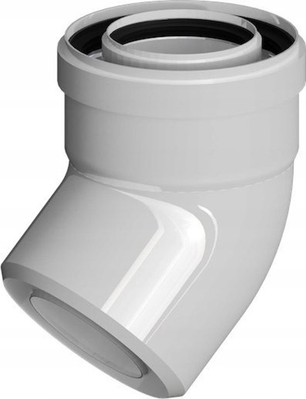 Ricom Γωνιακός Σύνδεσμος Καμινάδας PP-AL 45°, DN80/125, με Στεγανωτικό