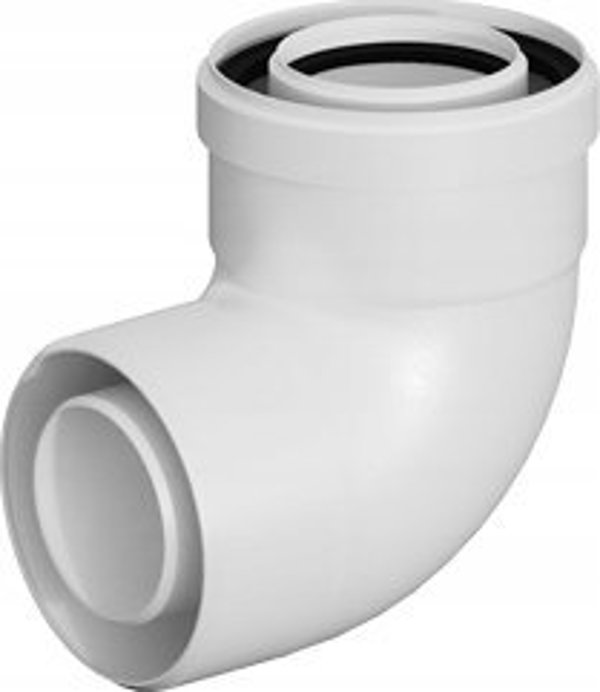 Ricom Γωνία Καμινάδας Ομόκεντρη PP/PP 87° DN60/100 με Στεγανωτικό, Λευκή