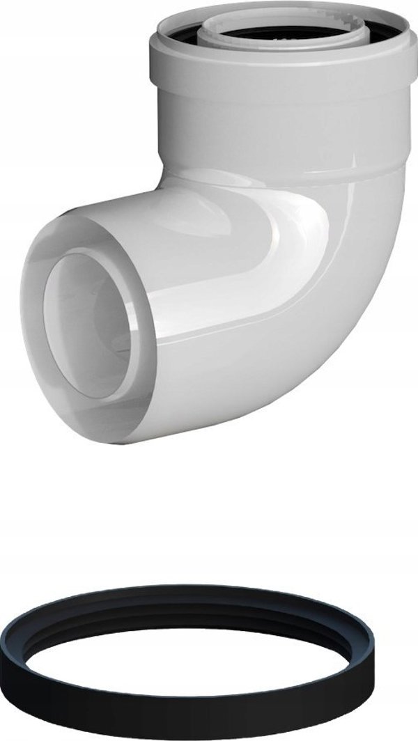 Ricom Γωνία Καμινάδας Ομόκεντρη PP/PP 87° DN60/100 με Στεγανωτικό, Λευκή