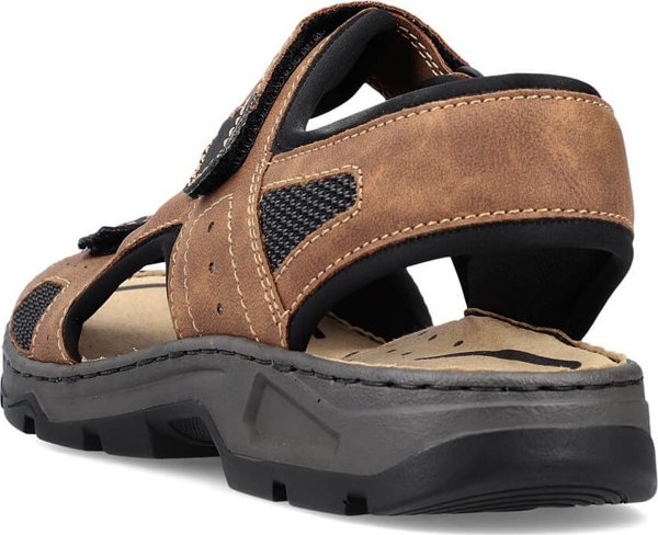 Rieker Άνετα Ανδρικά Σανδάλια με Ταινίες Velcro Καφέ Rieker 26156-25 Μέγεθος 43