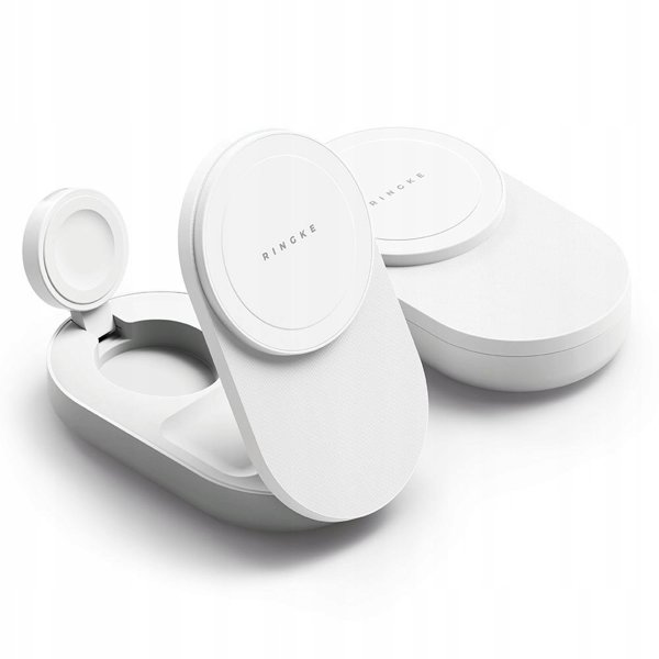 RINGKE QI2.2 25W 3IN1 MAGNETIC MAGSAFE WIRELESS FOLDING CHARGER WHITE