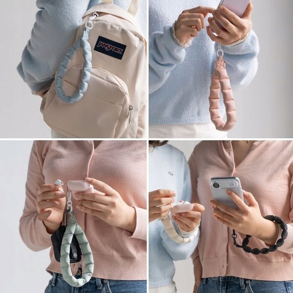 RINKGE HOLDER & PUFFER HAND STRAP FLORAL PINK