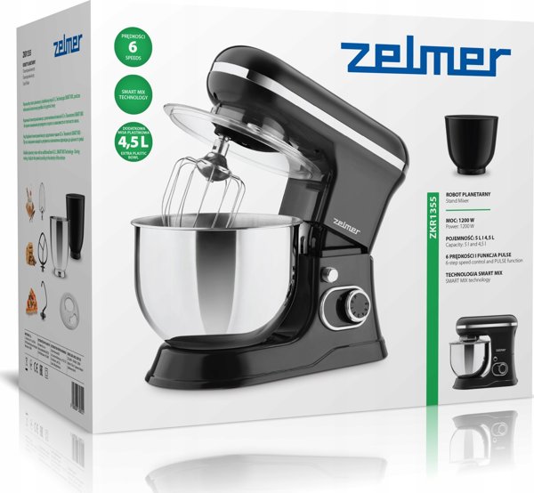 Zelmer ZKR 1355 Πλανητικό Μίξερ Κουζίνας 1200W, Μαύρο