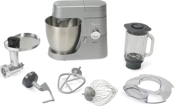 Kenwood KVL4170.S Κουζινομηχανή Chef XL 1200W με Μπλέντερ, Κρεατομηχανή & Εξαρτήματα Ζυμώματος - Ασημί