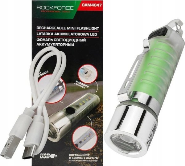 Rockforce Μίνι Φακός LED 6 σε 1, Επαναφορτιζόμενος USB-C, 100lm, 500mAh
