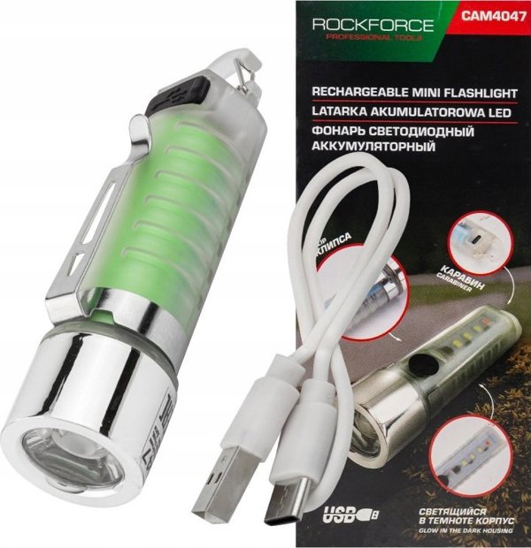 Rockforce Μίνι Φακός LED 6 σε 1, Επαναφορτιζόμενος USB-C, 100lm, 500mAh