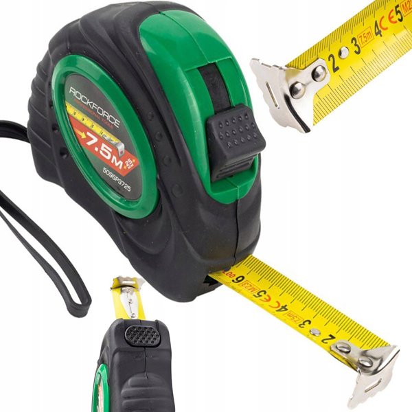 Rockforce Μετροταινία 7.5m x 25mm, Επαγγελματική Τυλιγόμενη Μεζούρα Μέτρησης