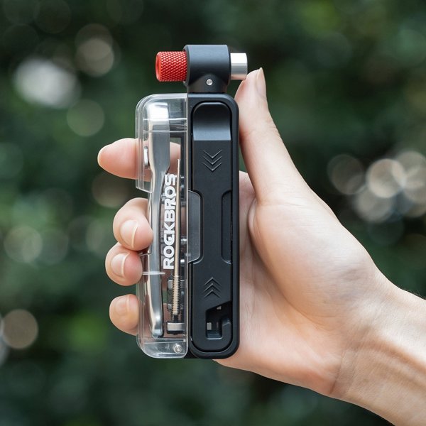 Σετ εργαλείων ποδηλάτου RockBros multitool με αντλία για CO2 και κλειδί καστάνιας - μαύρο