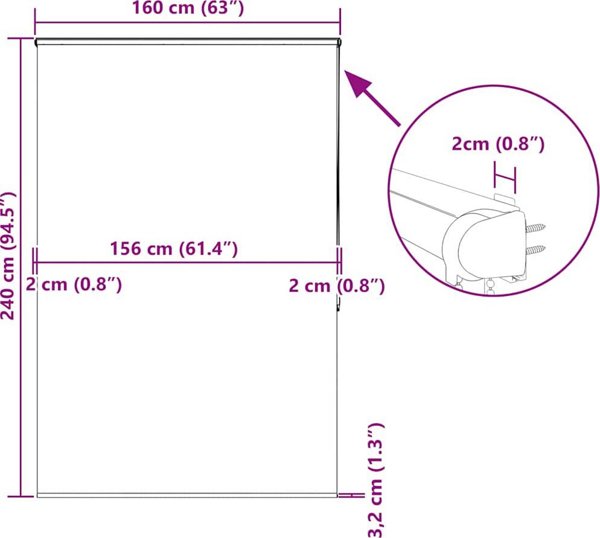 Roleta μπάνιου με κασετίνα 160x240 cm