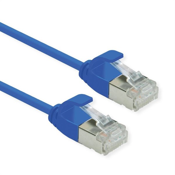 ROLINE GREEN F/UTP DataCenter Patch Cord Cat.6A (Class EA), LSOH, bardzo cienki, niebieski, 1 m