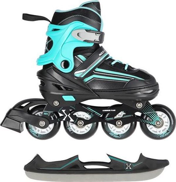 Nils Extreme NH18190 Ρυθμιζόμενα Παιδικά Inline Skates & Παγοθus 2σε1 Black-Blue S (29-33)