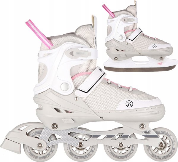 Nils Extreme NH18188A Ρυθμιζόμενα Παιδικά Πατιν-Roller 2 σε 1 Γκρι/Ροζ Μέγεθος L (39-43) ABEC-7