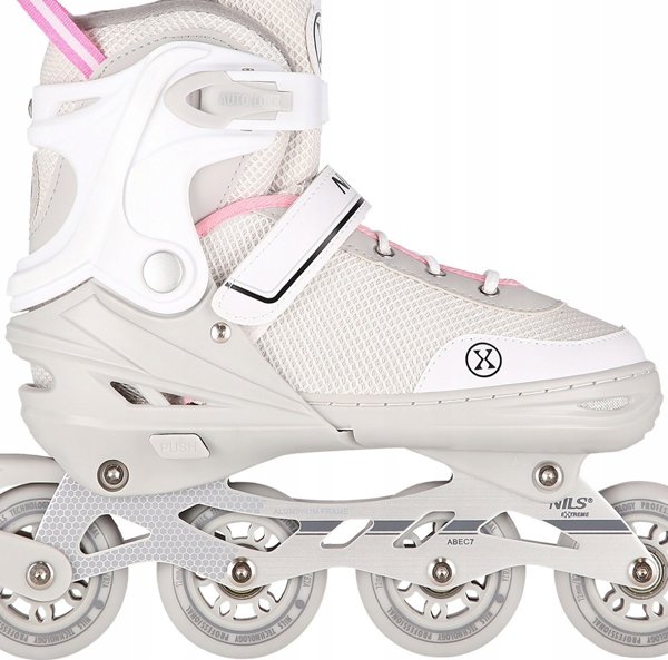 Nils Extreme NH18188A Ρυθμιζόμενα Παιδικά Πατιν-Roller 2 σε 1 Γκρι/Ροζ Μέγεθος L (39-43) ABEC-7