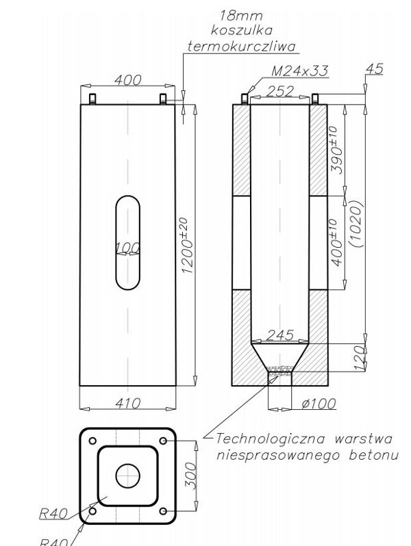 ROSA Fundament B-70 311170 - Βάση Στήριξης Μπετόν για Φωτιστικά