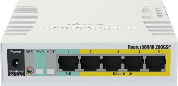 MikroTik RouterBOARD 260GSP, 5-Port Smart Switch, Gigabit Desktop Switch