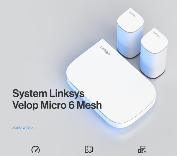 Router Linksys Dwupasmowy System Mesh Velop Micro Wi-Fi 6 3 Gb/s 3 szt nowy
