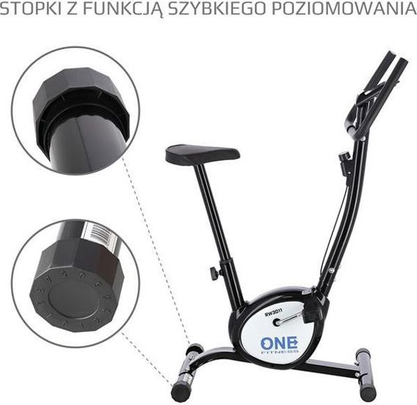 Rower stacjonarny One Fitness treningowy mechaniczny RW3011 czarno-bialy