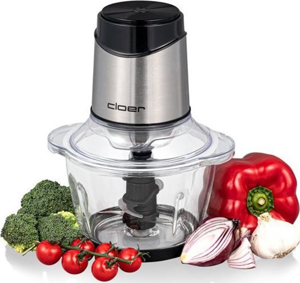 Cloer 6829 Πολυκόπτης Multi Chopper, 1.2L, Γυάλινο Μπολ, Ανοξείδωτο Ατσάλι/Μαύρο