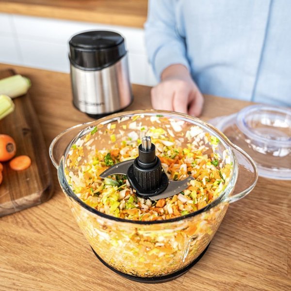 Cloer 6829 Πολυκόπτης Multi Chopper, 1.2L, Γυάλινο Μπολ, Ανοξείδωτο Ατσάλι/Μαύρο