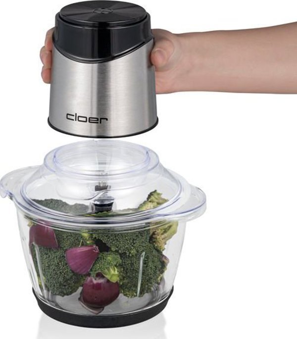 Cloer 6829 Πολυκόπτης Multi Chopper, 1.2L, Γυάλινο Μπολ, Ανοξείδωτο Ατσάλι/Μαύρο