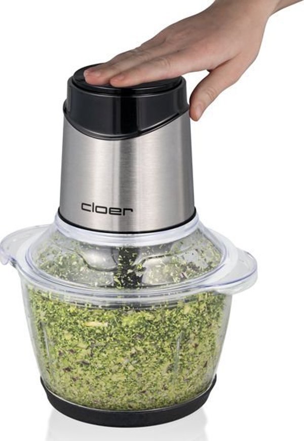Cloer 6829 Πολυκόπτης Multi Chopper, 1.2L, Γυάλινο Μπολ, Ανοξείδωτο Ατσάλι/Μαύρο