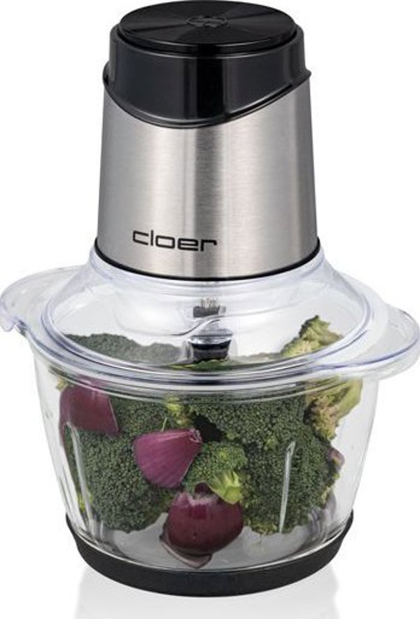Cloer 6829 Πολυκόπτης Multi Chopper, 1.2L, Γυάλινο Μπολ, Ανοξείδωτο Ατσάλι/Μαύρο