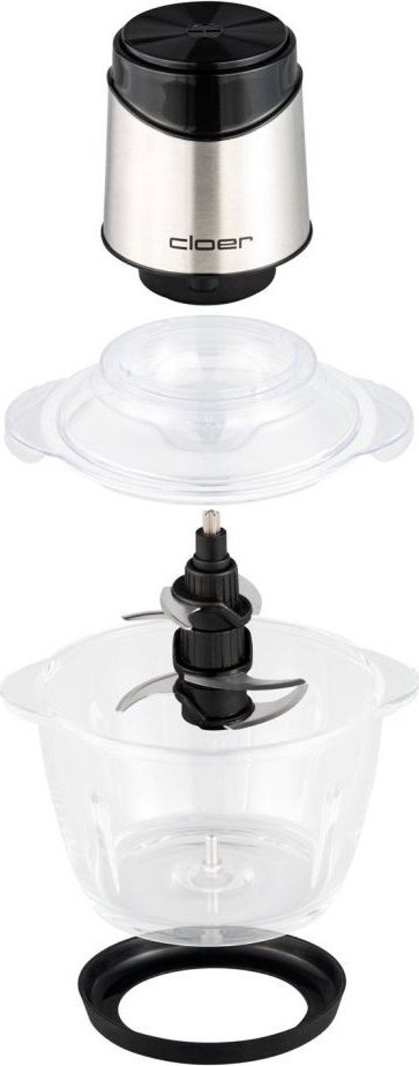 Cloer 6829 Πολυκόπτης Multi Chopper, 1.2L, Γυάλινο Μπολ, Ανοξείδωτο Ατσάλι/Μαύρο